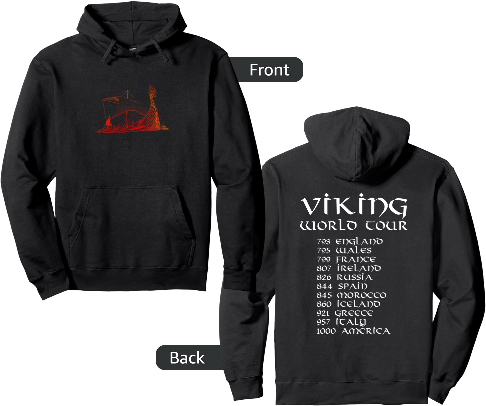 Viking World Tour Funny Norse History Norwegian Gift Pullover Hoodie