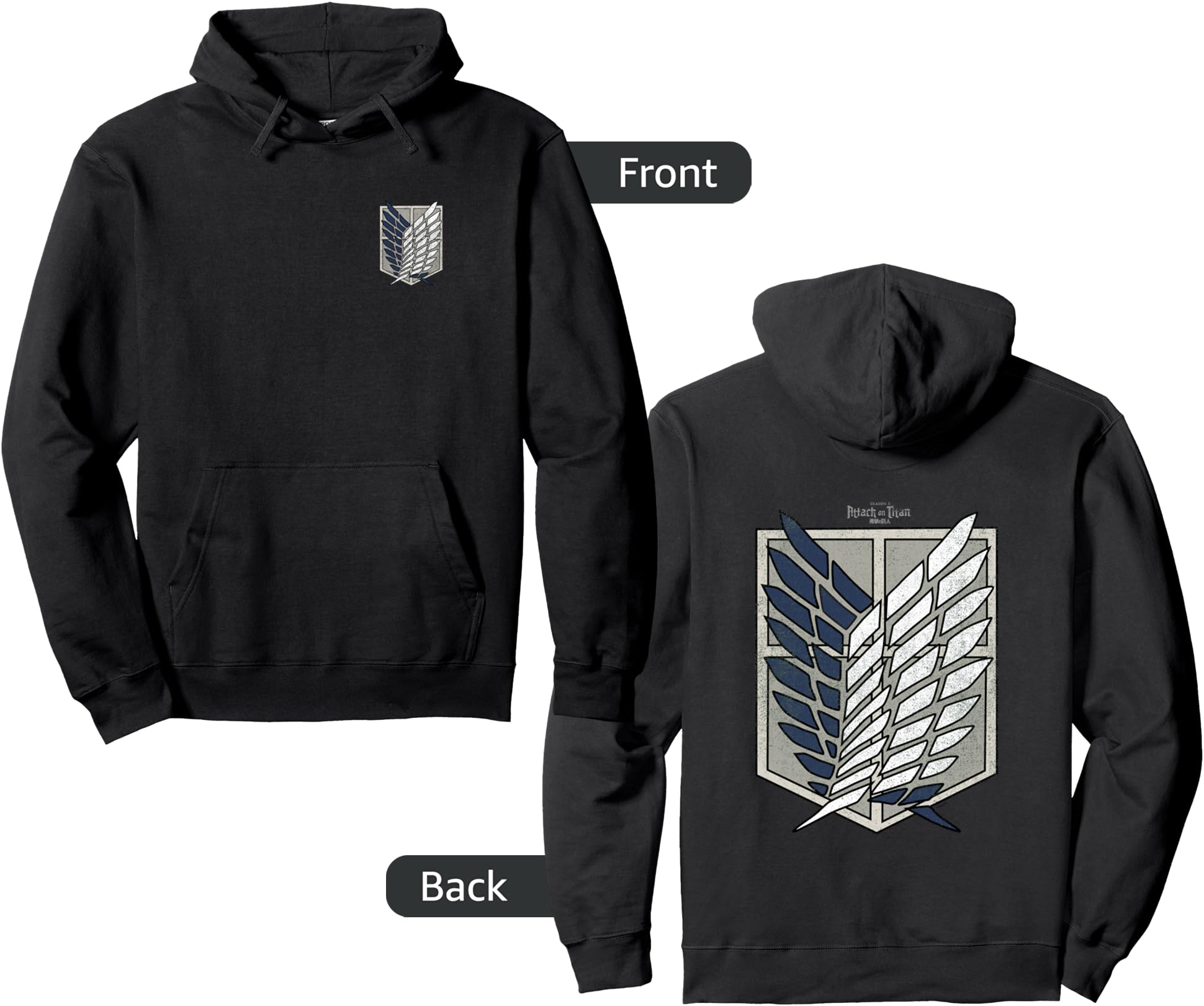 Attack on Titan Season 3 Scout Regiment Emblem Front Back Pullover Hoodie
