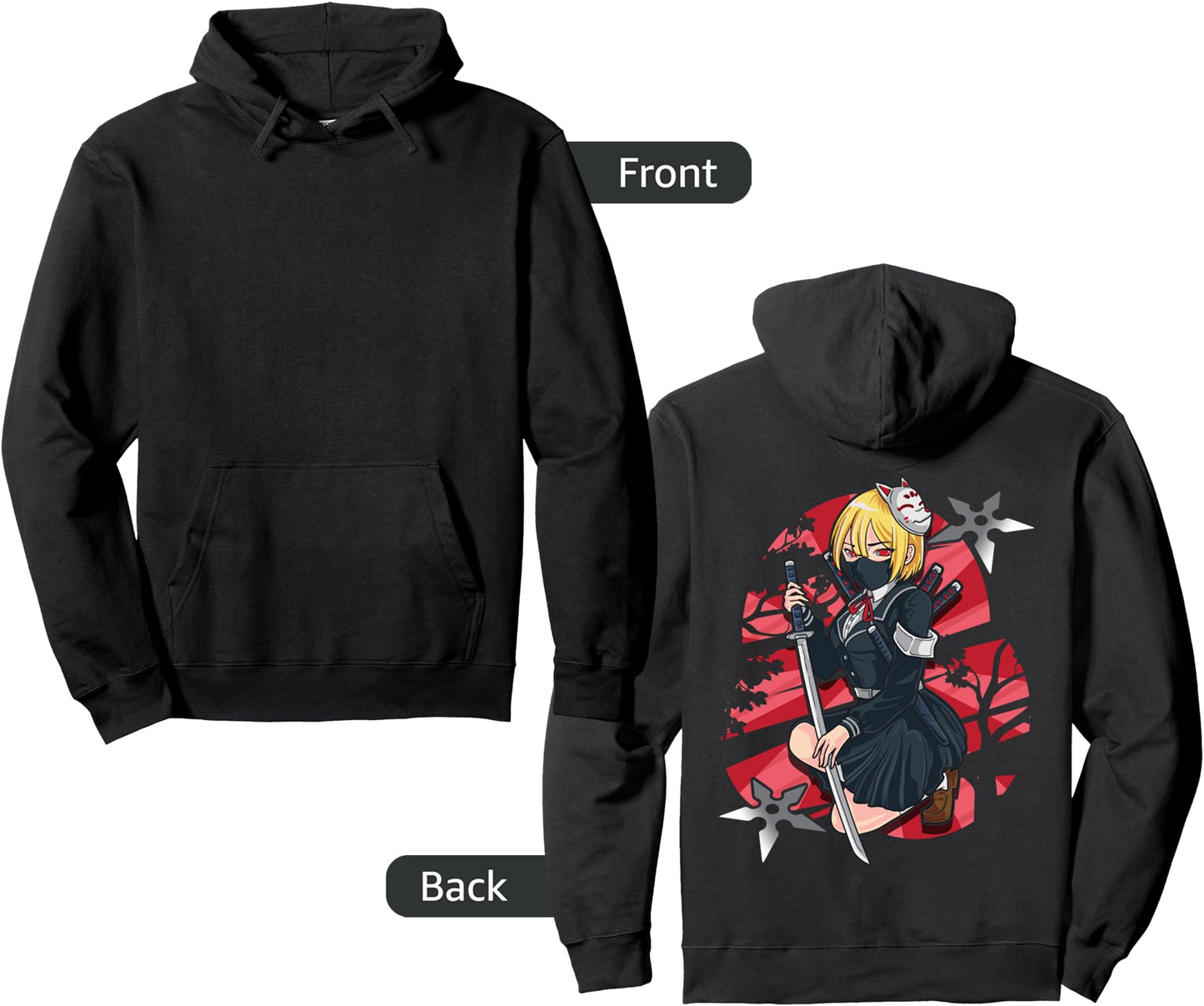 School Girl Ninja Japanese Aesthetic For Anime & Ninja Lover Pullover Hoodie