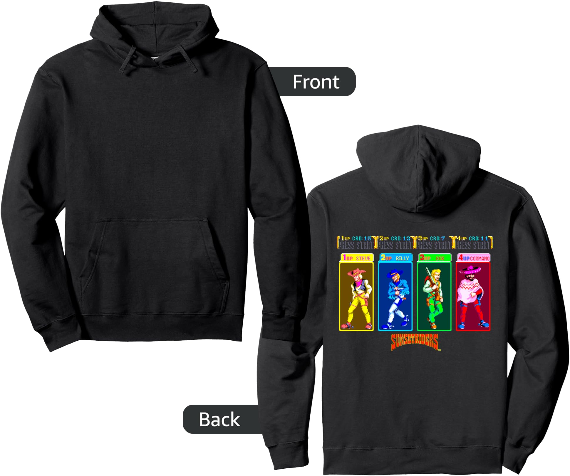 Sunset Riders Character Select Retro Western Heroes Showdown Pullover Hoodie
