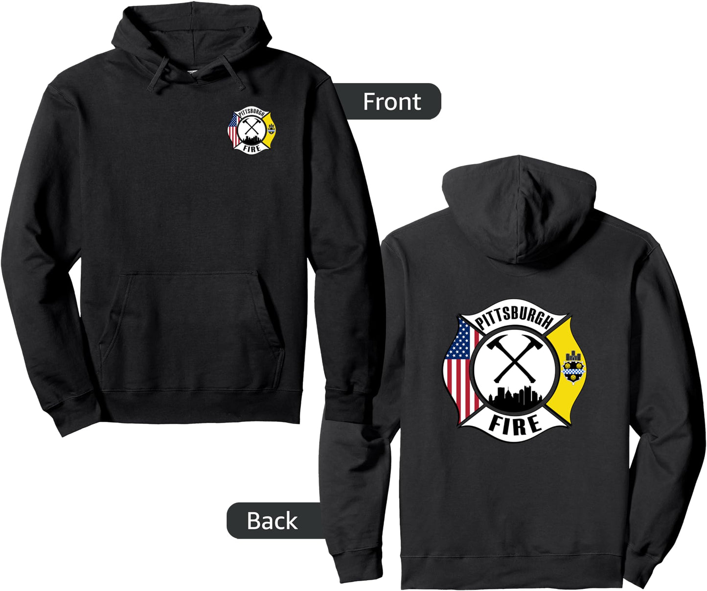 Pittsburgh Fire Bureau Pennsylvania Fireman Rescue Red Line Pullover Hoodie