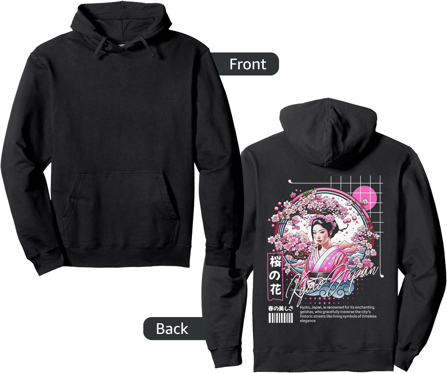 Kyoto Japan Geisha Japanese Cherry Blossoms Sakura Pullover Hoodie