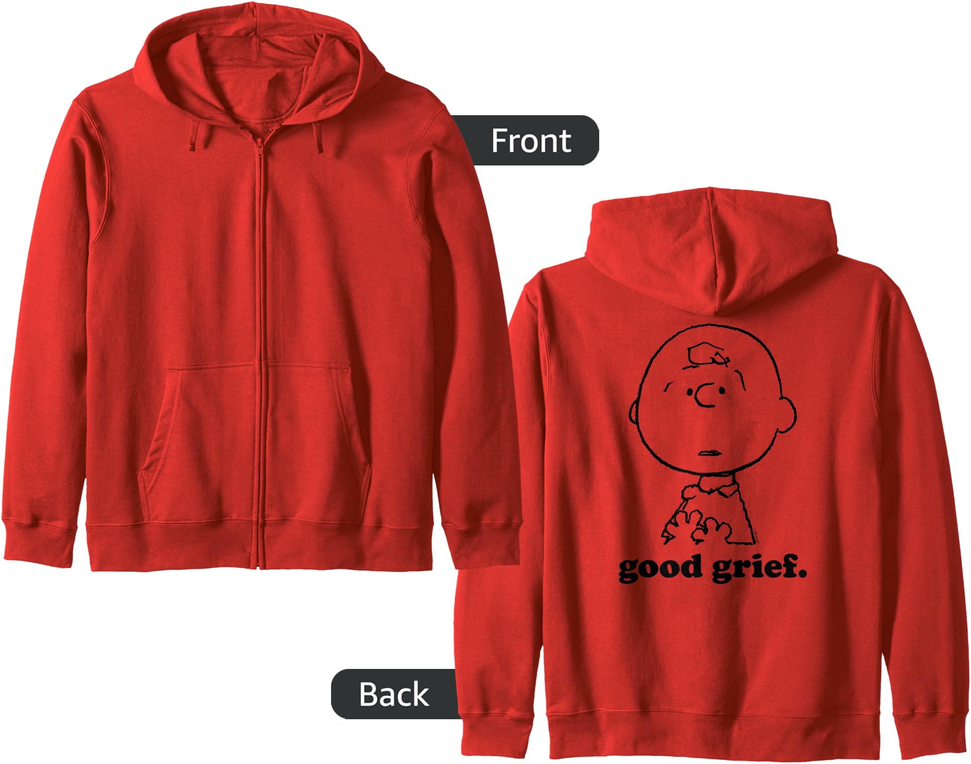 Peanuts - Good Grief Charlie Brown Face Zip Hoodie