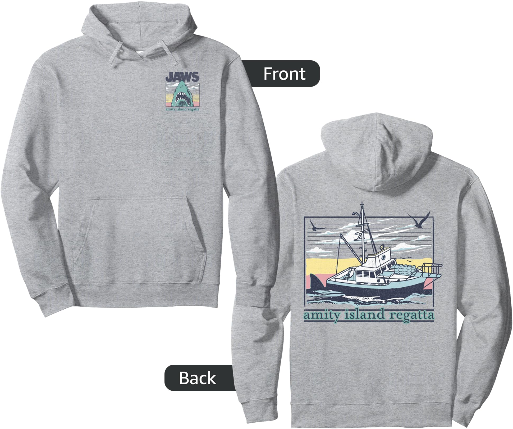 Jaws Amity Island Regatta Chest Back Boat Graphic Hoodie Pullover Hoodie