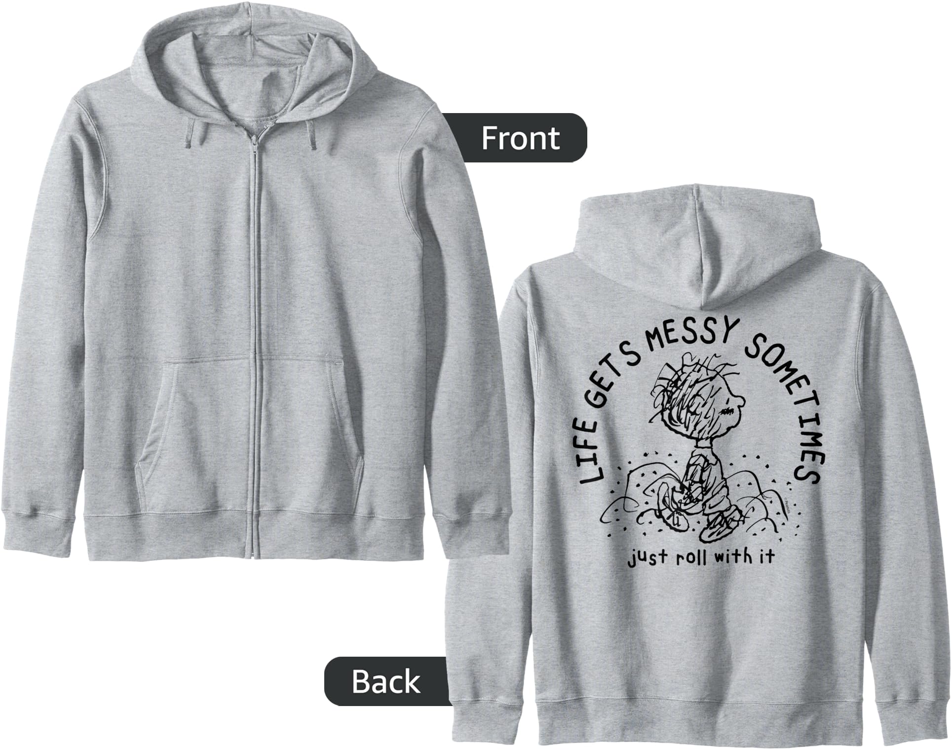Peanuts - Pigpen Life Gets Messy Sometimes Just Roll With It Zip Hoodie