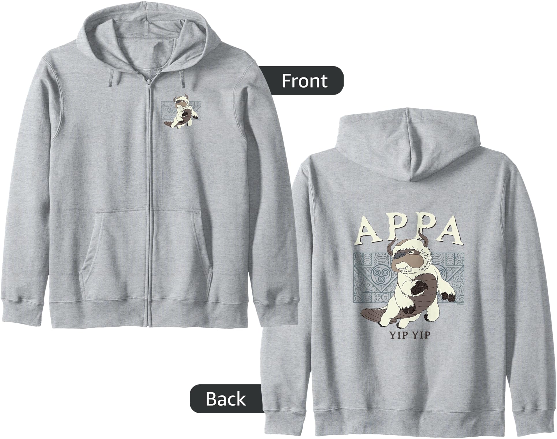 Avatar: The Last Airbender Appa Yip Yip Front & Back Zip Hoodie