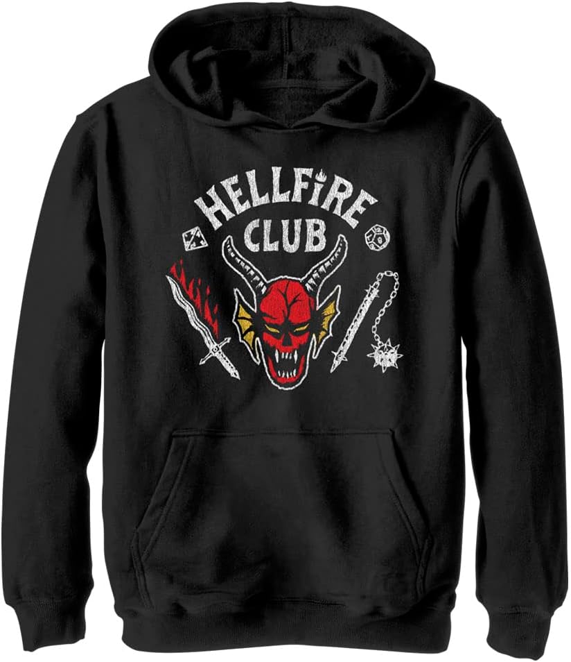 Netflix unisex-child Stranger Things Hellfire Cut Youth Pullover Hoodie