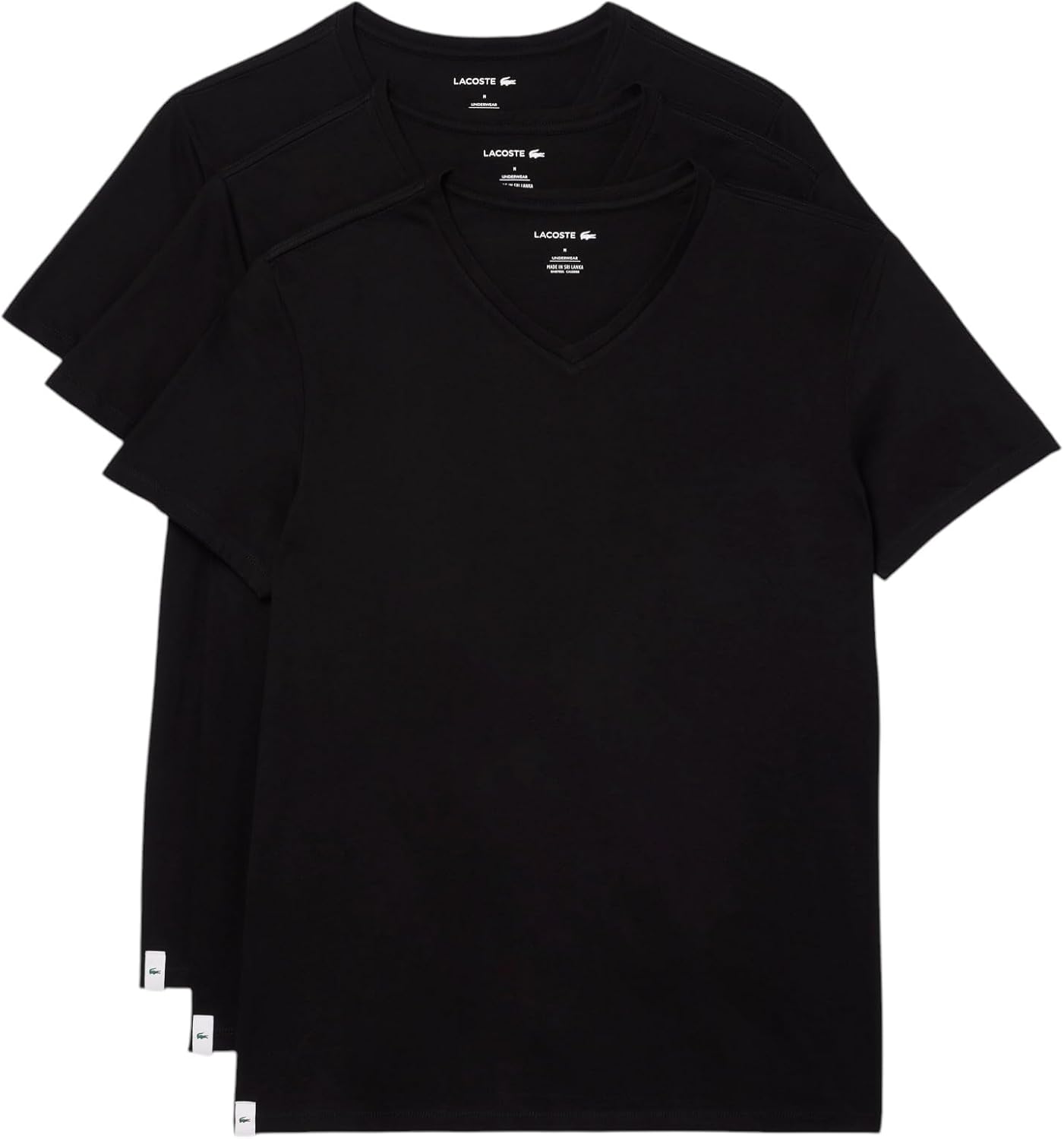 Lacoste Men's 100% Cotton Regular Fit V-Neck Undershirt, 3-Pack
