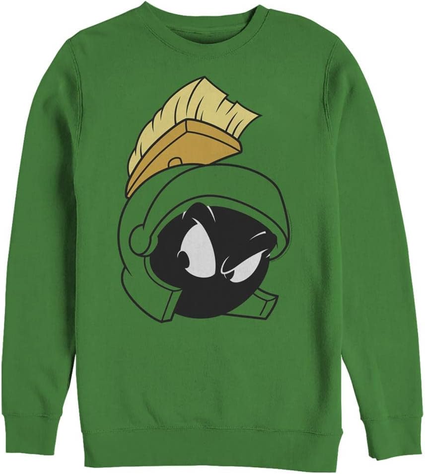 LOONEY TUNES Warner Brothers Men's Attitude Marvin Face Pullover Crew Fleece