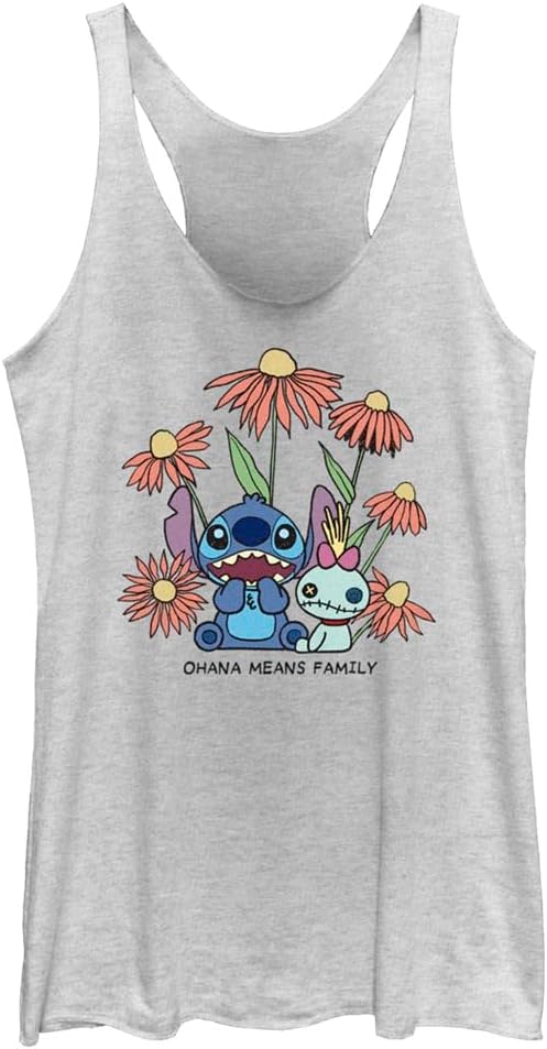 Disney Lilo & Stitch Chibi Floral Women's Racerback Tank Top