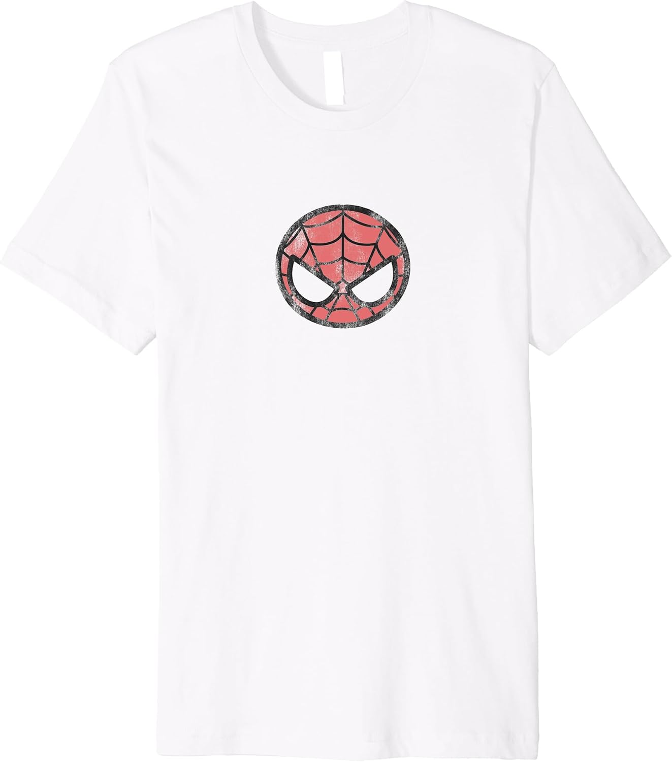 Marvel Kawaii Chibi Spider-Man Face Distressed Logo Premium T-Shirt