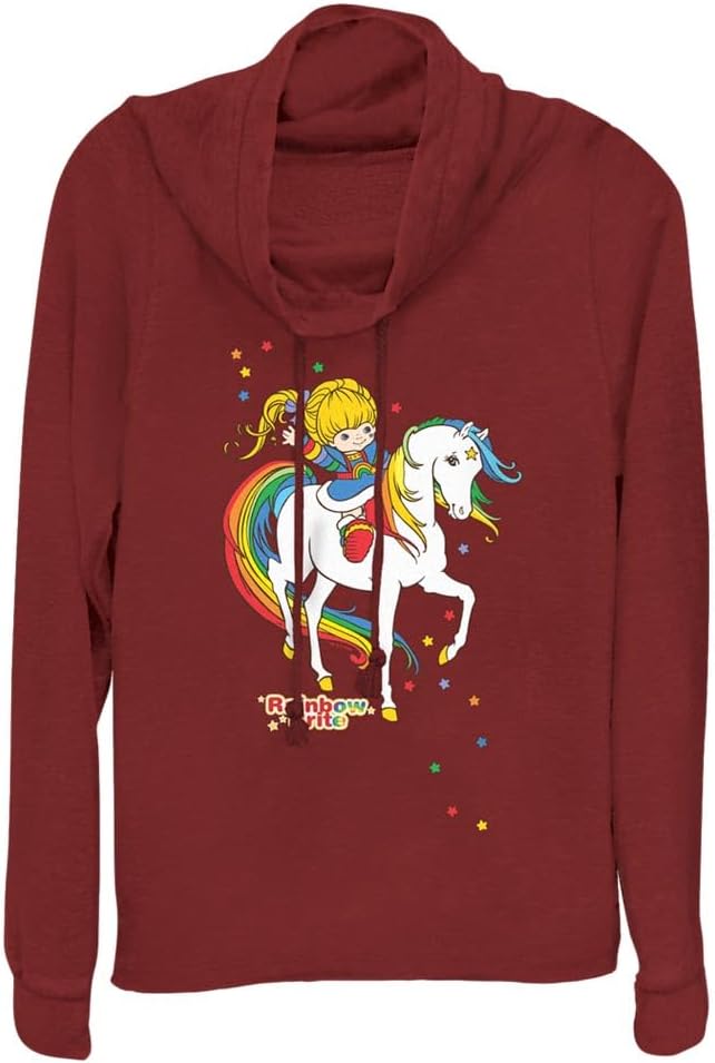 Rainbow Brite Starlite Women's Cowl Neck Long Sleeve Knit Top