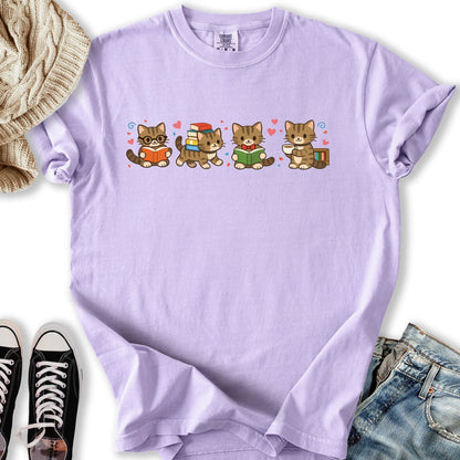 Bookworm Cats T Tee Elegant Art