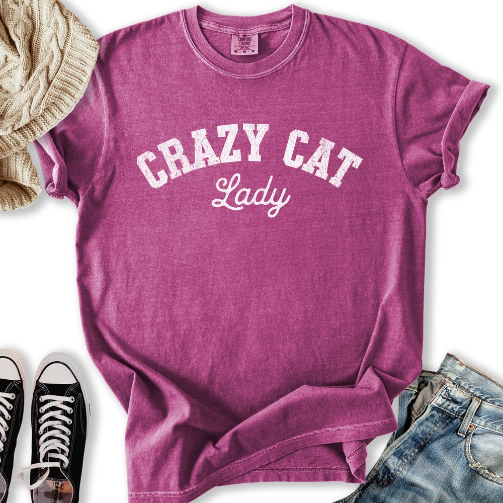 Crazy Cat Lady T TShirt Vintage Look
