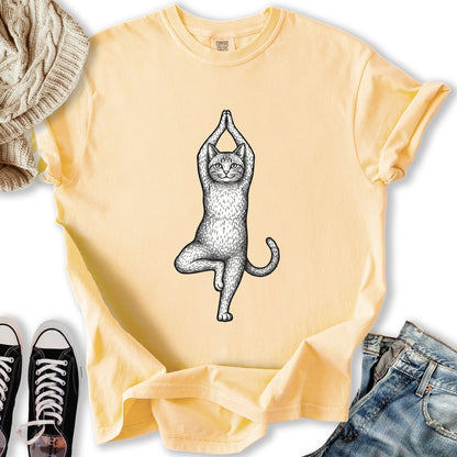 Yoga Tree Pose Cat T Long Sleeve Vintage Look