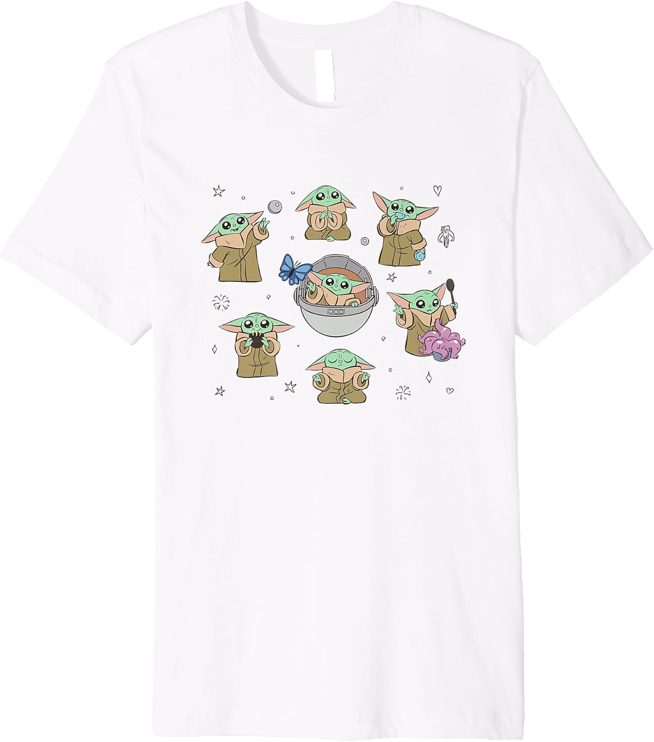 Star Wars The Mandalorian Cute Chibi Grogu Daily Activities Premium T-Shirt