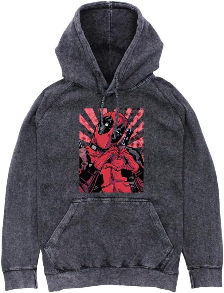 Marvel Men's Deadpool Heart You Mineral Wash Hoodie