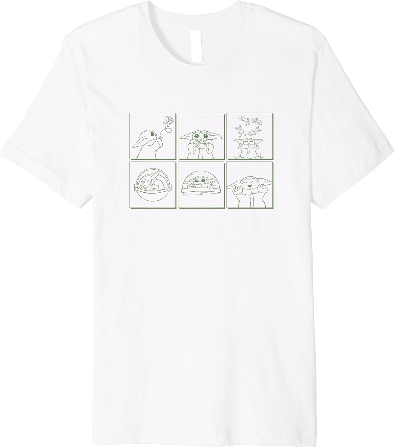 Star Wars The Mandalorian Grogu Box Up Chibi Panels Disney+ Premium T-Shirt