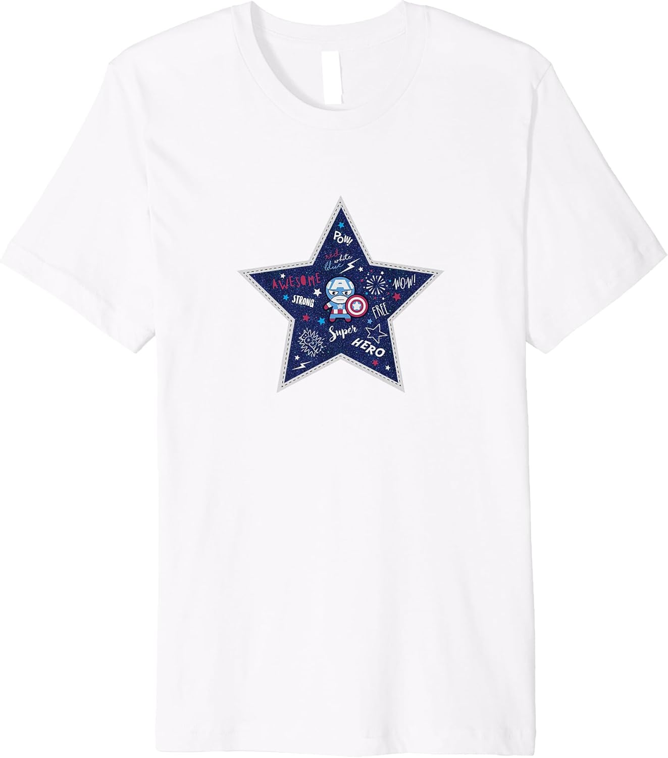 Marvel Kawaii Chibi Captain America Vintage Star Logo Premium T-Shirt