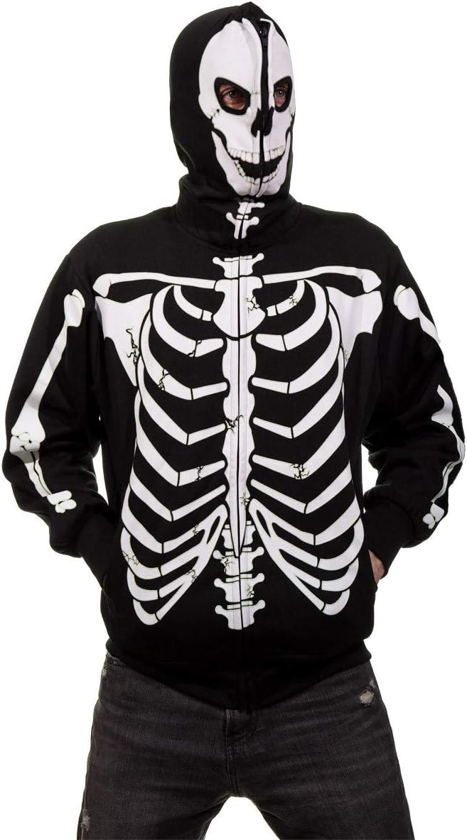 Calhoun Men's Glow in The Dark Skeleton Costume Zip Hoodie