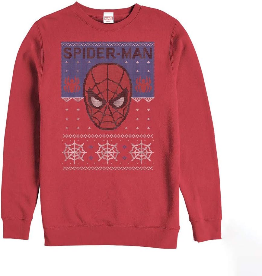 Marvel Classic Spiderman Ugly Mens Pullover Crew Fleece
