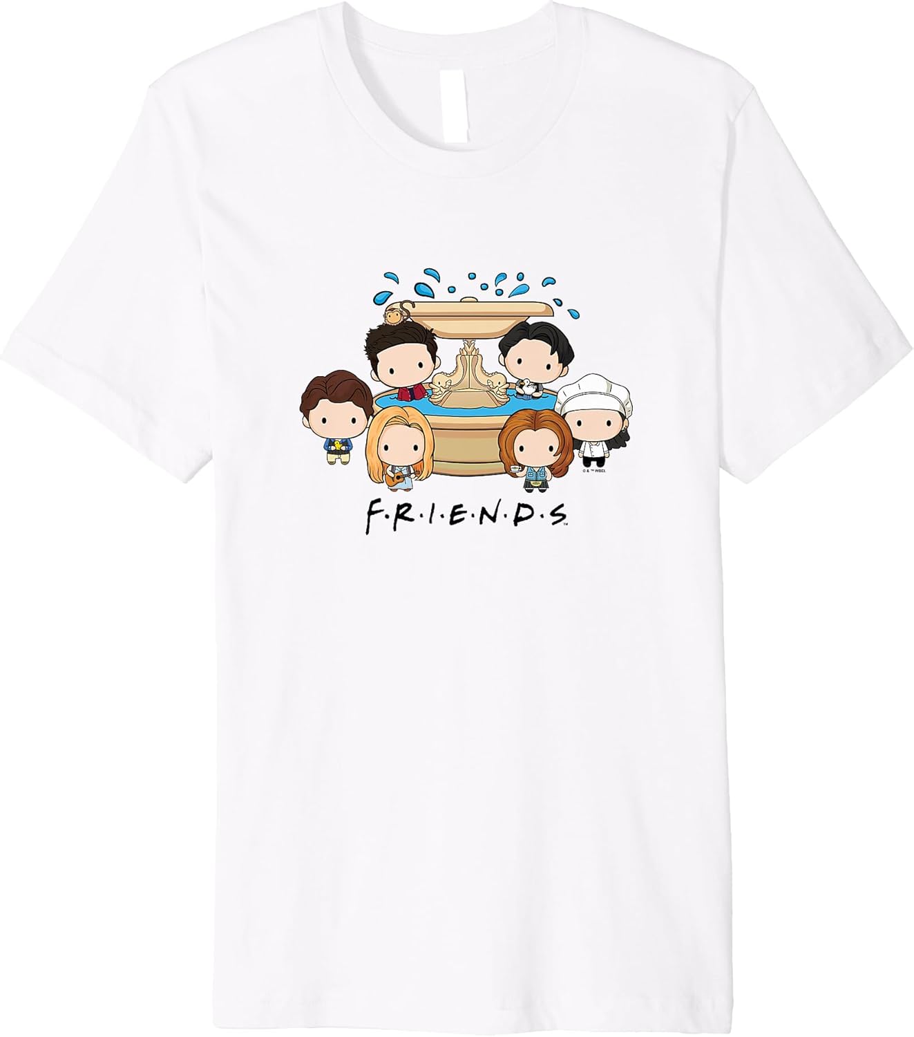 Friends Playing In The Fountain Chibi Group Shot Premium T-Shirt