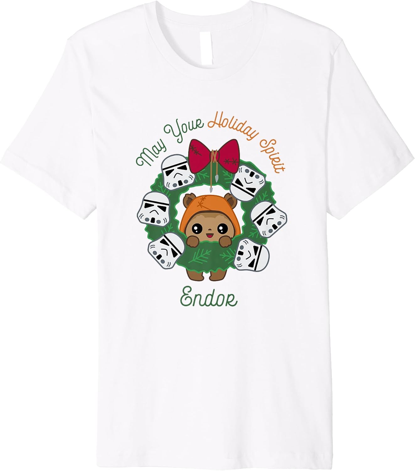 Star Wars Christmas May Your Holiday Spirit Endor Chibi Logo Premium T-Shirt