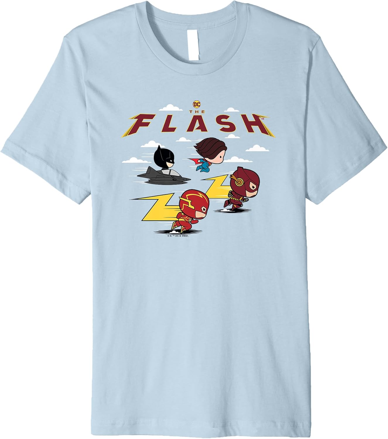 The Flash Movie Batman Supergirl Chibi in the Sky Premium T-Shirt