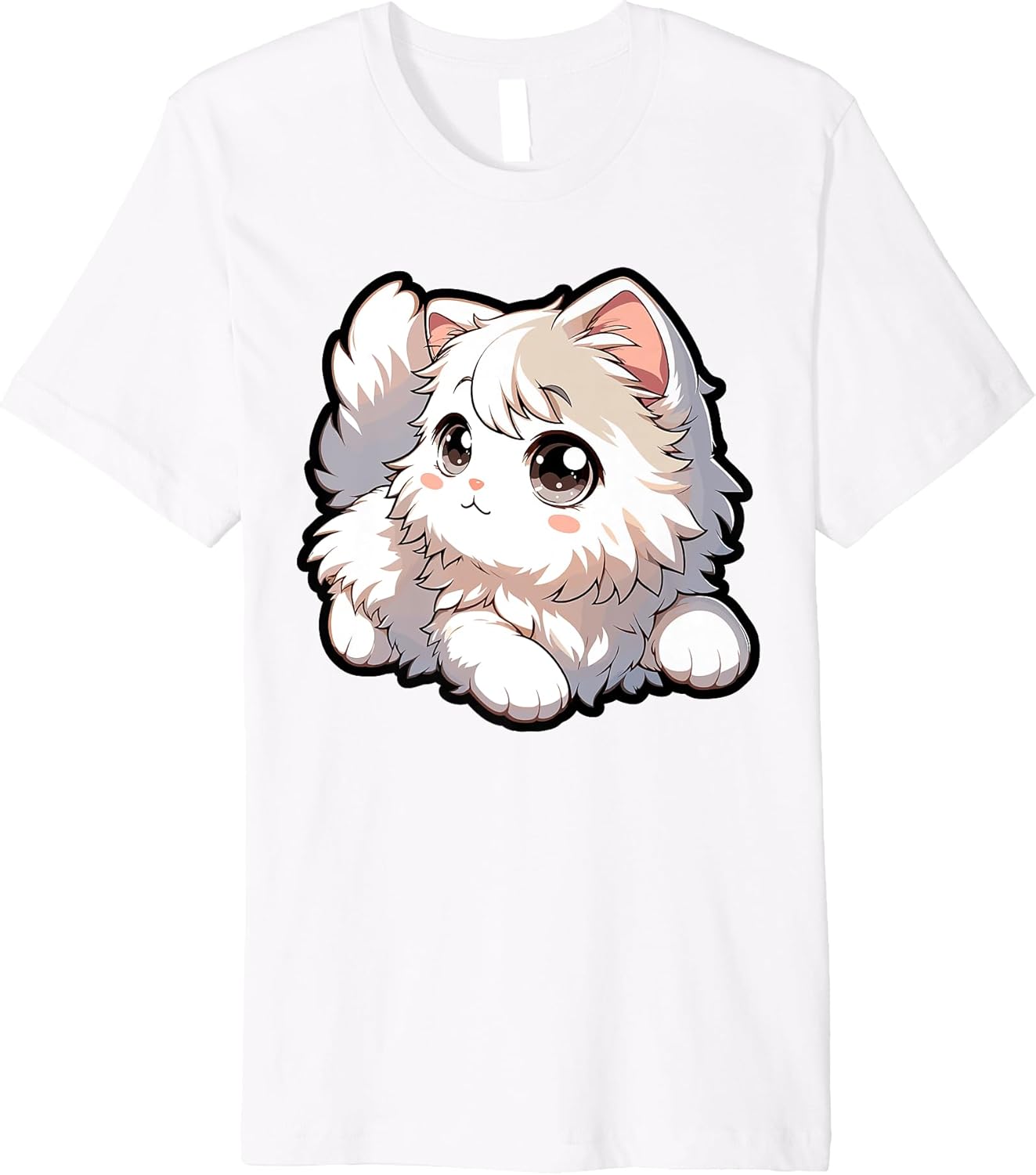 Cute White Kitten Angora Kawaii Chibi Anime Premium T-Shirt