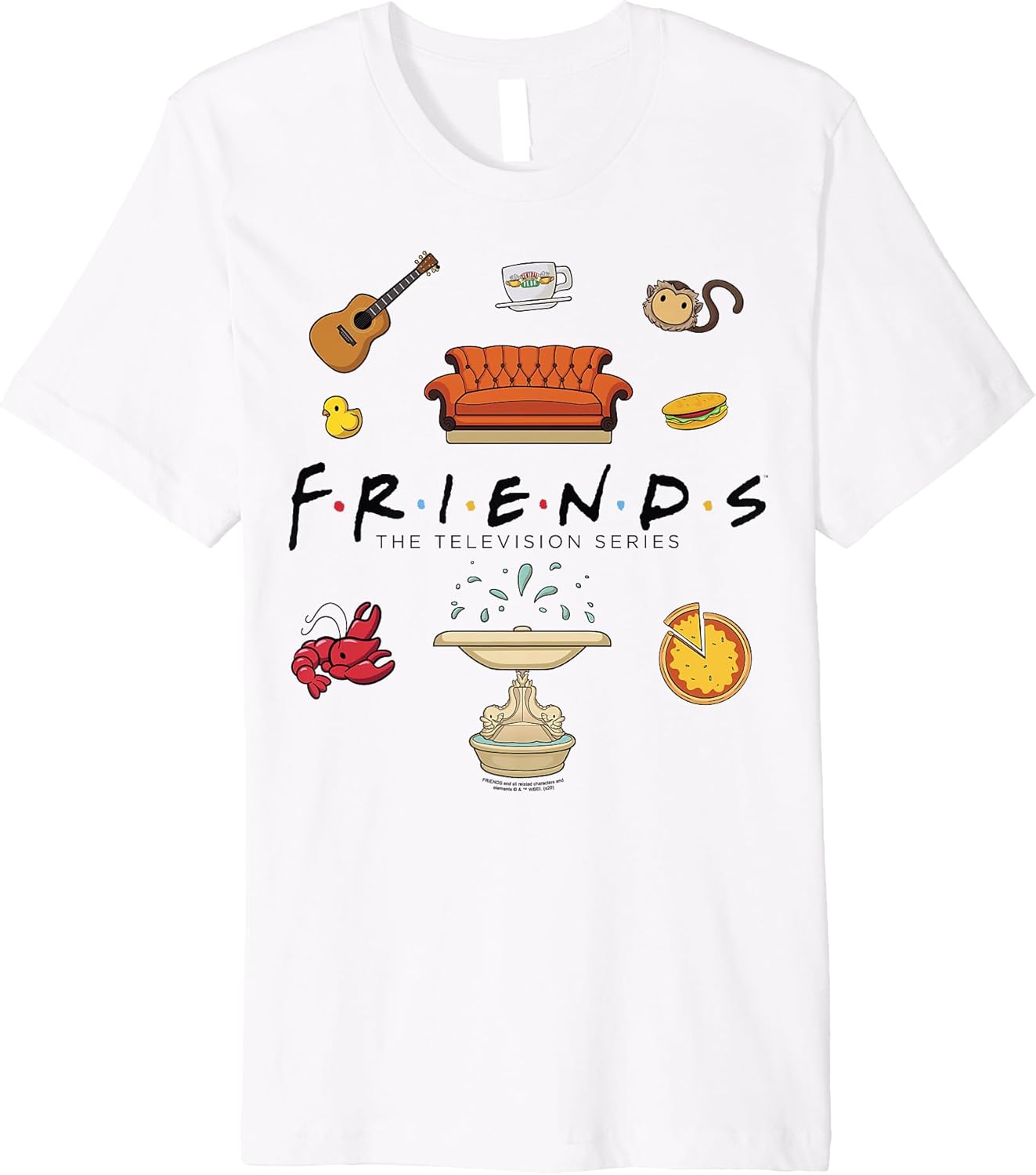 Friends Chibi Coffee Shop And Character Icon Doodles Premium T-Shirt