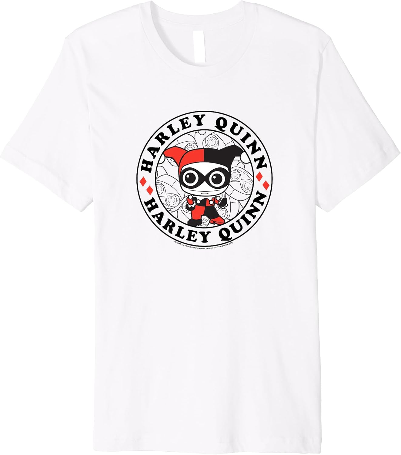 DC Comics Harley Quinn Chibi Circle Portrait Logo Premium T-Shirt