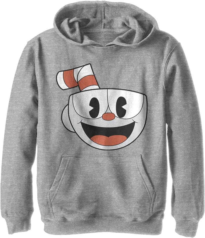 Fifth Sun' Hooded Neck, Kangaroo Pocket, Long Sleeves, Cuphead Retro Face Design