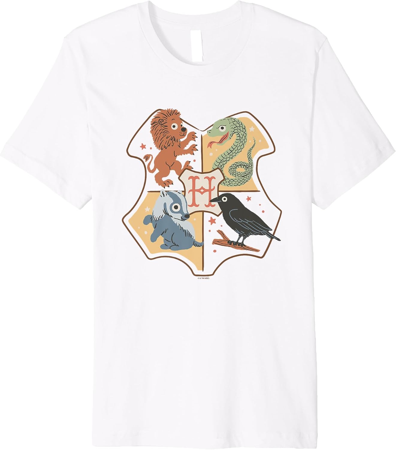 Harry Potter Hogwarts School Logo Chibi House Animals Premium T-Shirt