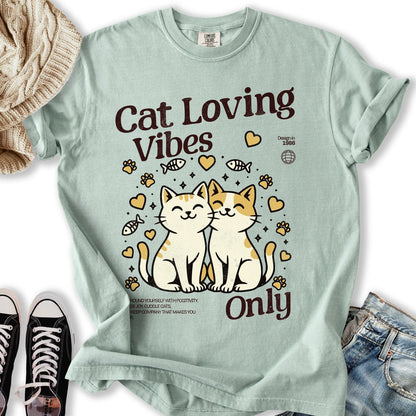 Cat Loving Vibes T Hoodie Vintage Fashion