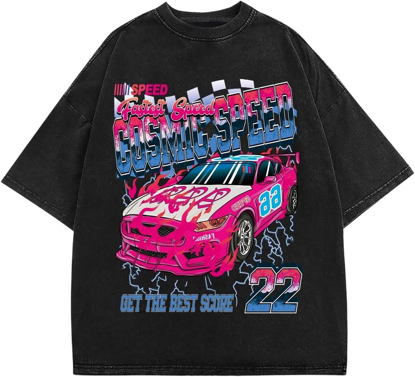 SOLY HUX Men's Graphic Print T-Shirt Vintage Drop Shoulder Short Sleeve Casual Loose Tees Summer Outfits