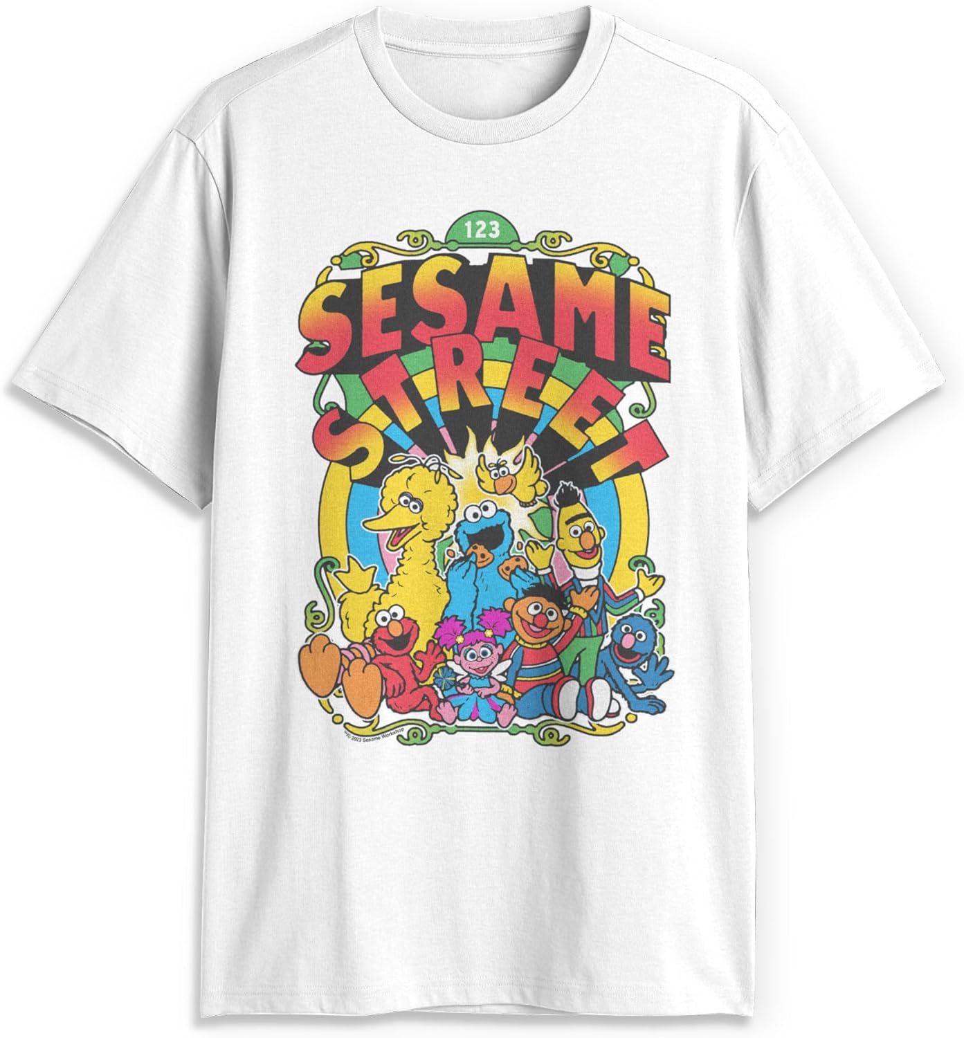 Fifth Sun Sesame Street Men's Groovy Friends Short Sleeve Crew Tee
