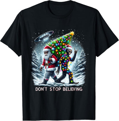 Believe Funny Alien and Santa Christmas Design
