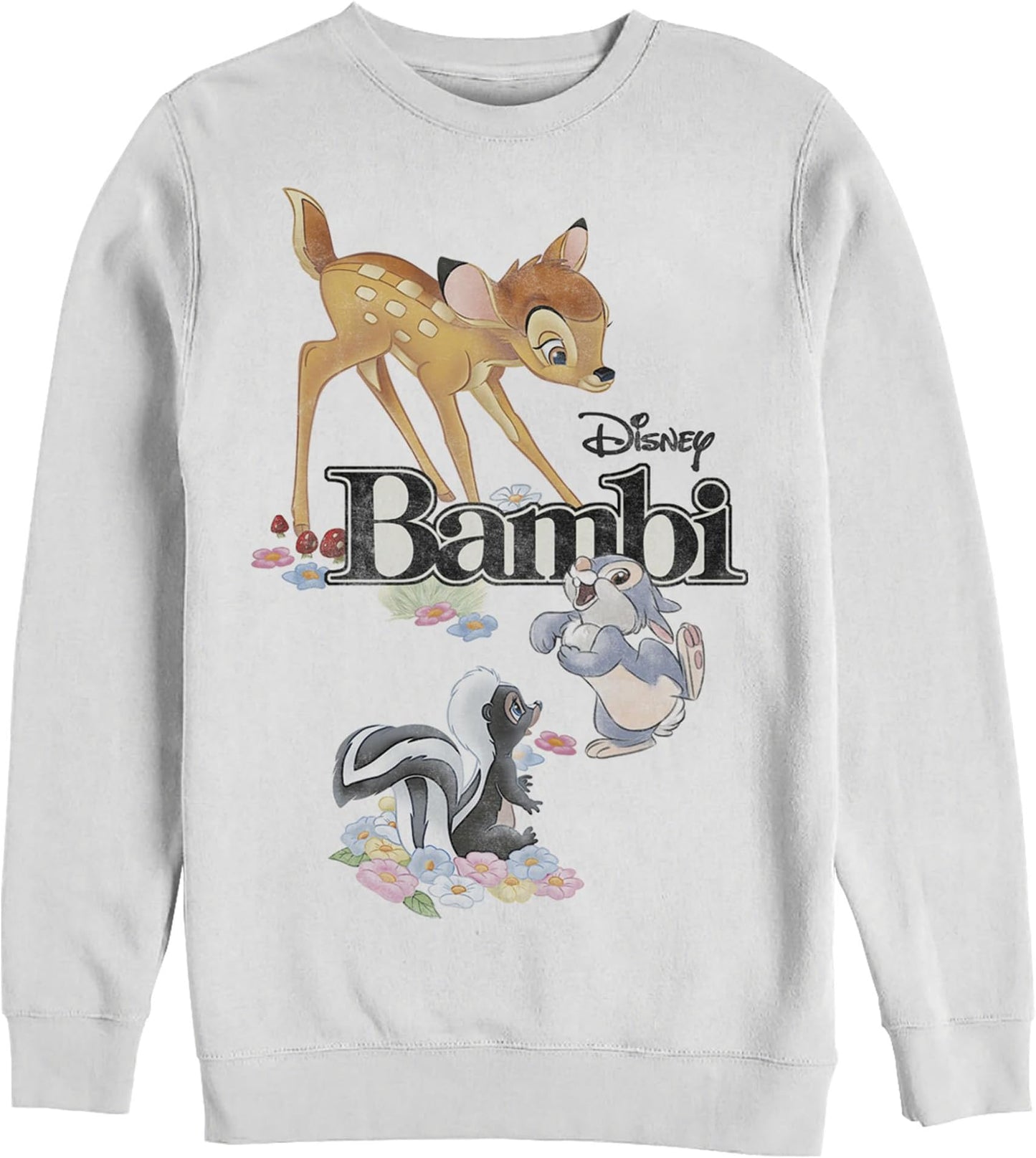 Disney Men's Bambi Movie Logo With Flower and Thumper Sweatshirt