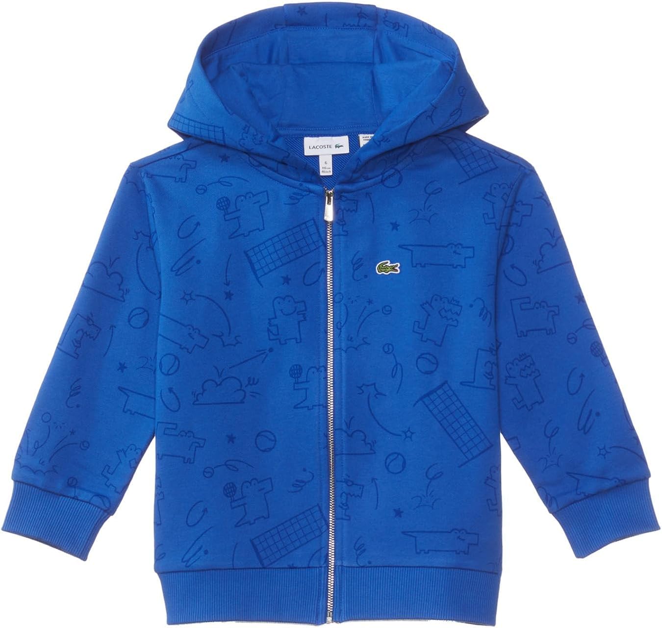 Lacoste' Long Sleeve Full Zip Hoody W\/All Over Print Tennis Playing Croc and Large Wording on Back