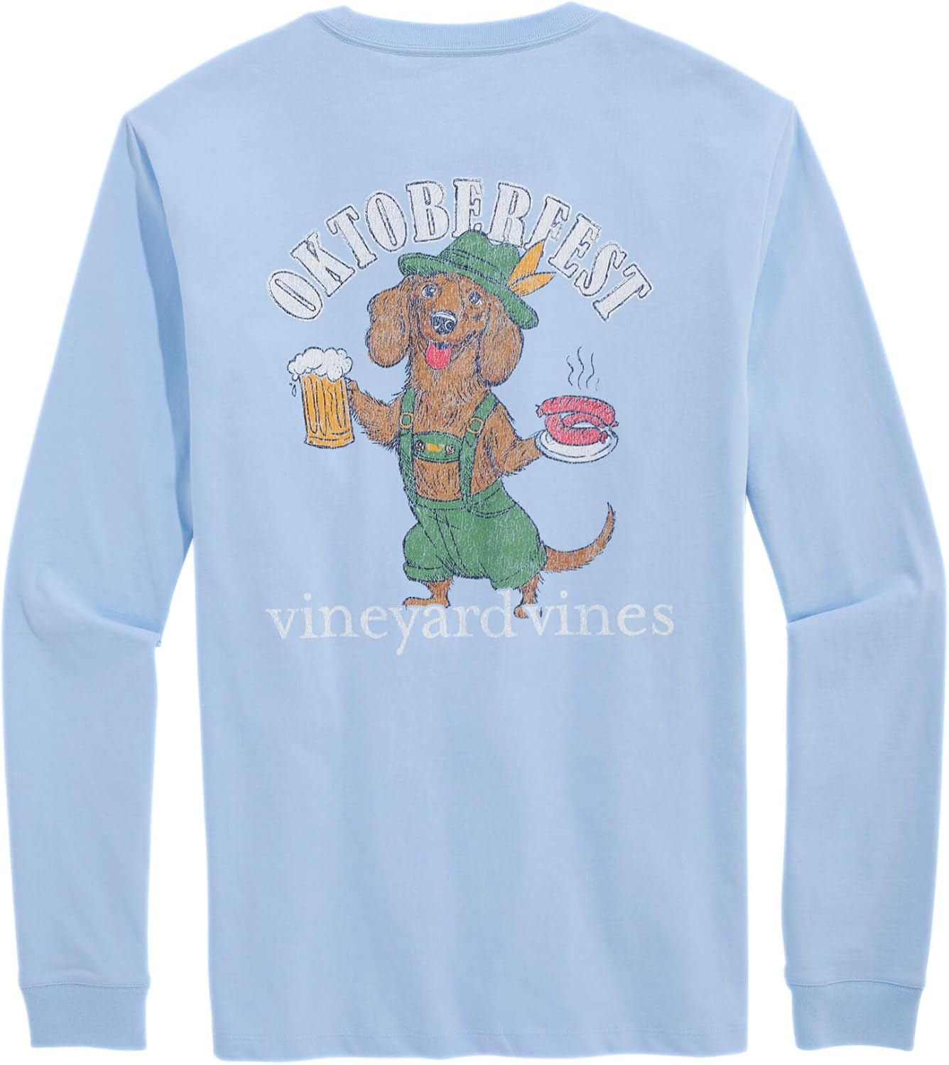 vineyard vines Mens Oktoberfest Doxie Dog Long-Sleeve Pocket Tee
