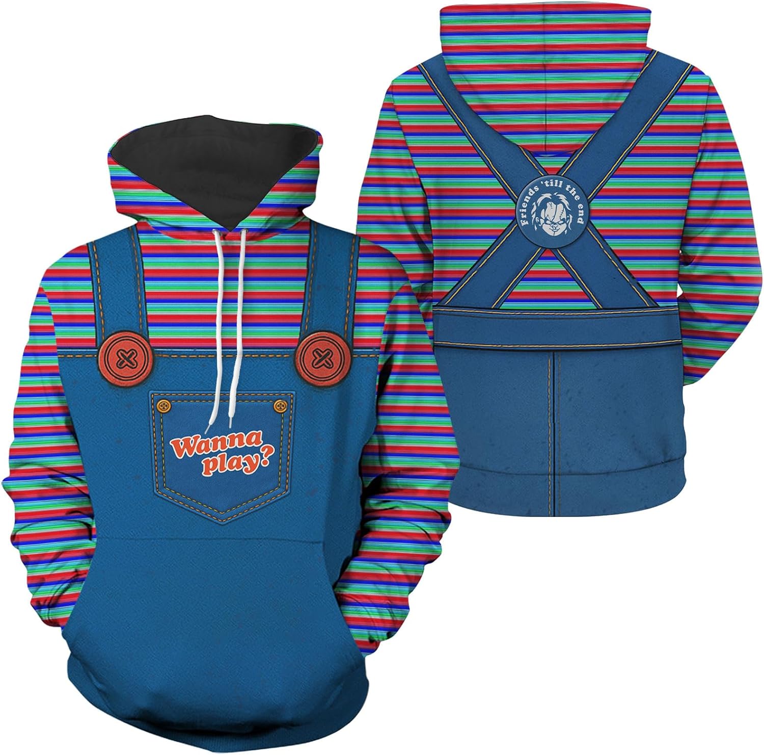 Halloween Horror Hoodie for Men Women – Scary Movie Sweatshirt – Creepy Cosplay Pullover Gift Unisex