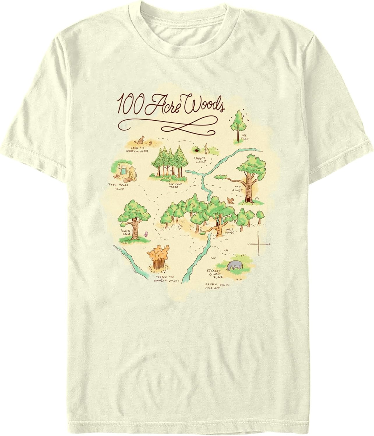 Disney Men's Winnie The Pooh 100 Acre Woods Map