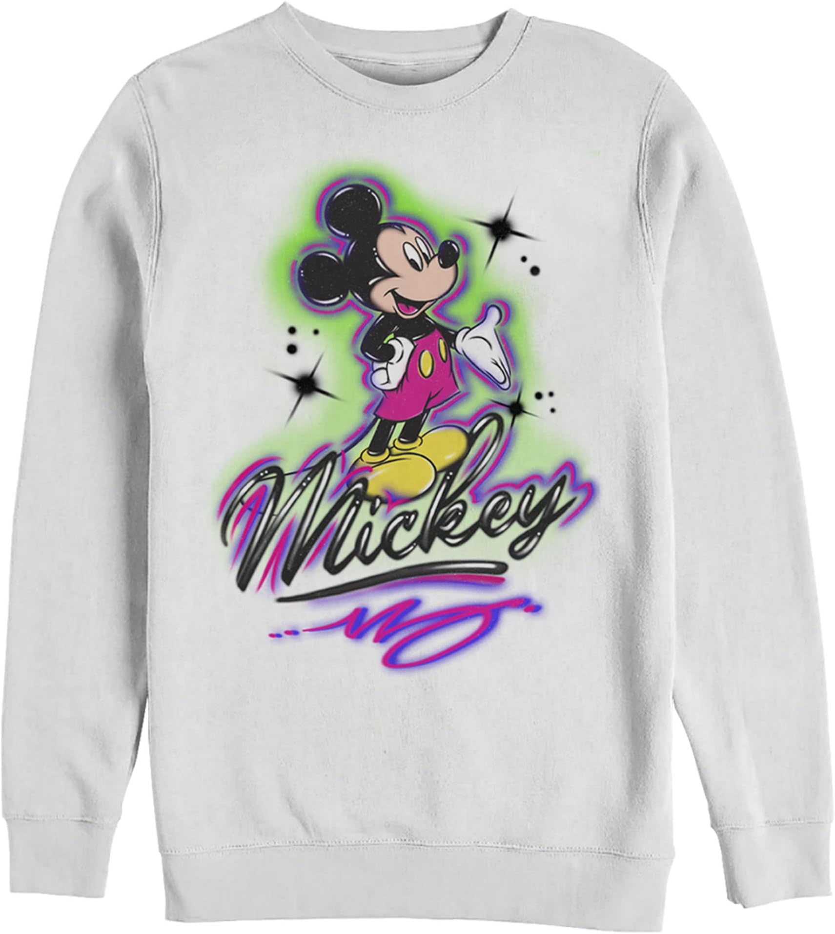 Disney mens Men's Classic Mickey Airbrush Mickey Pullover Crew FleeceSweatshirt
