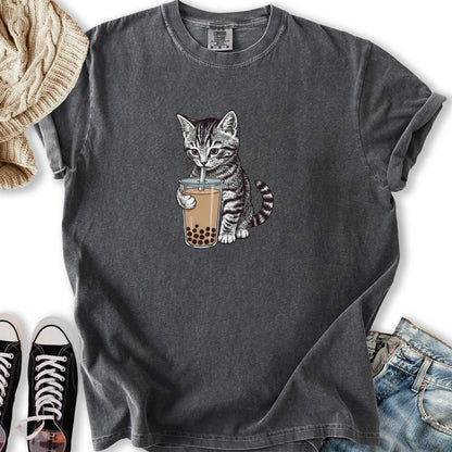 Kitten Boba Tea T Tee Vintage Art