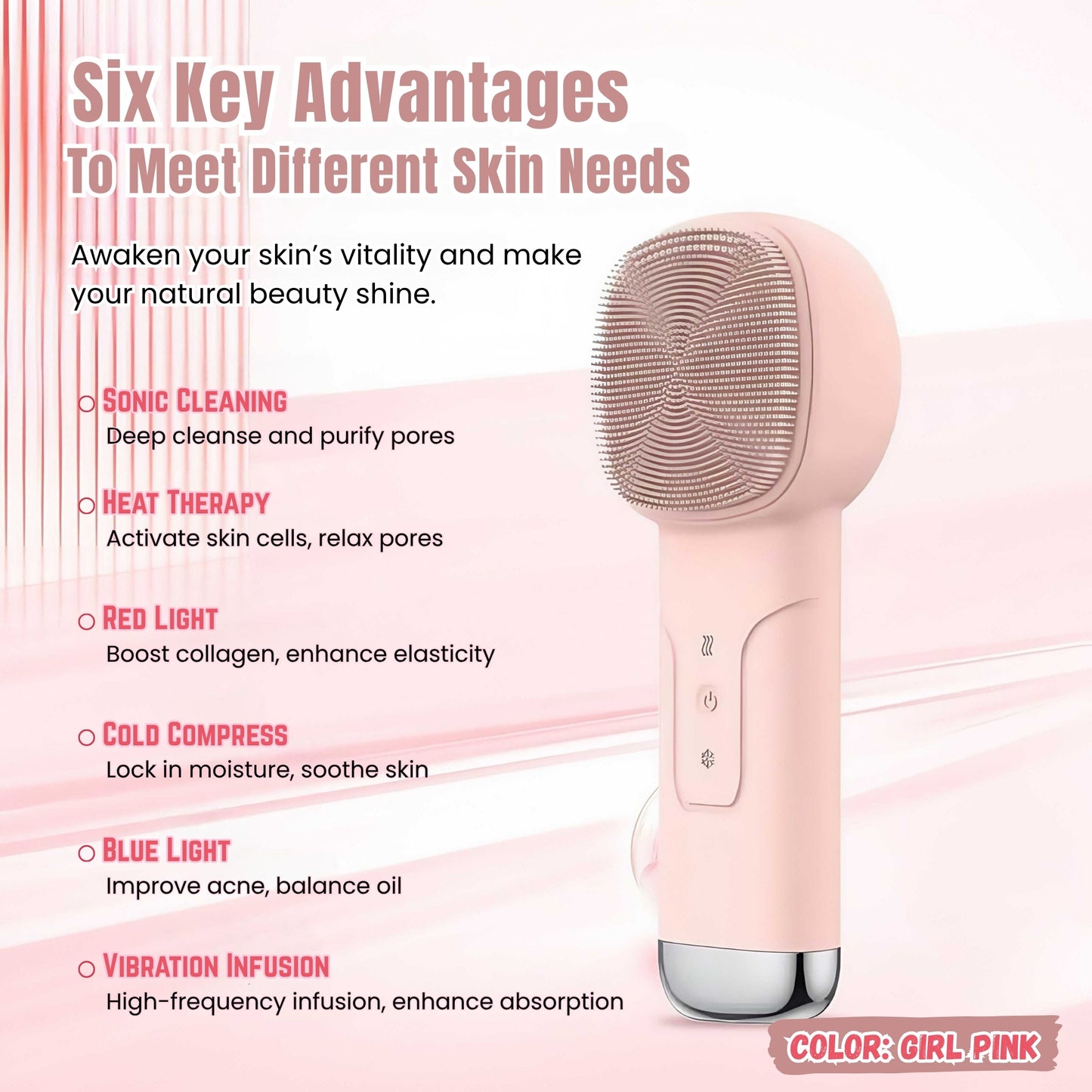 Waterproof Rechargeable Facial Cleanser 6-in-1