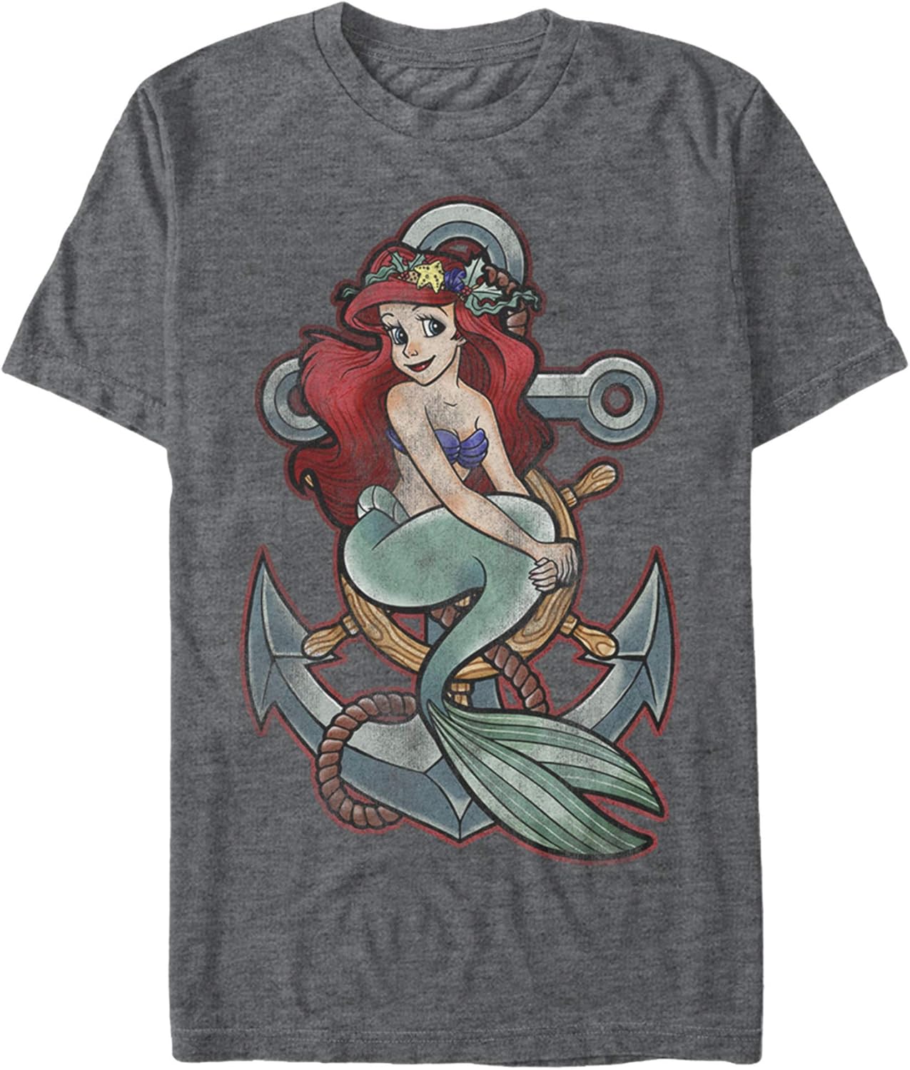 Disney Men's Little Mermaid Ariel Anchor Graphic