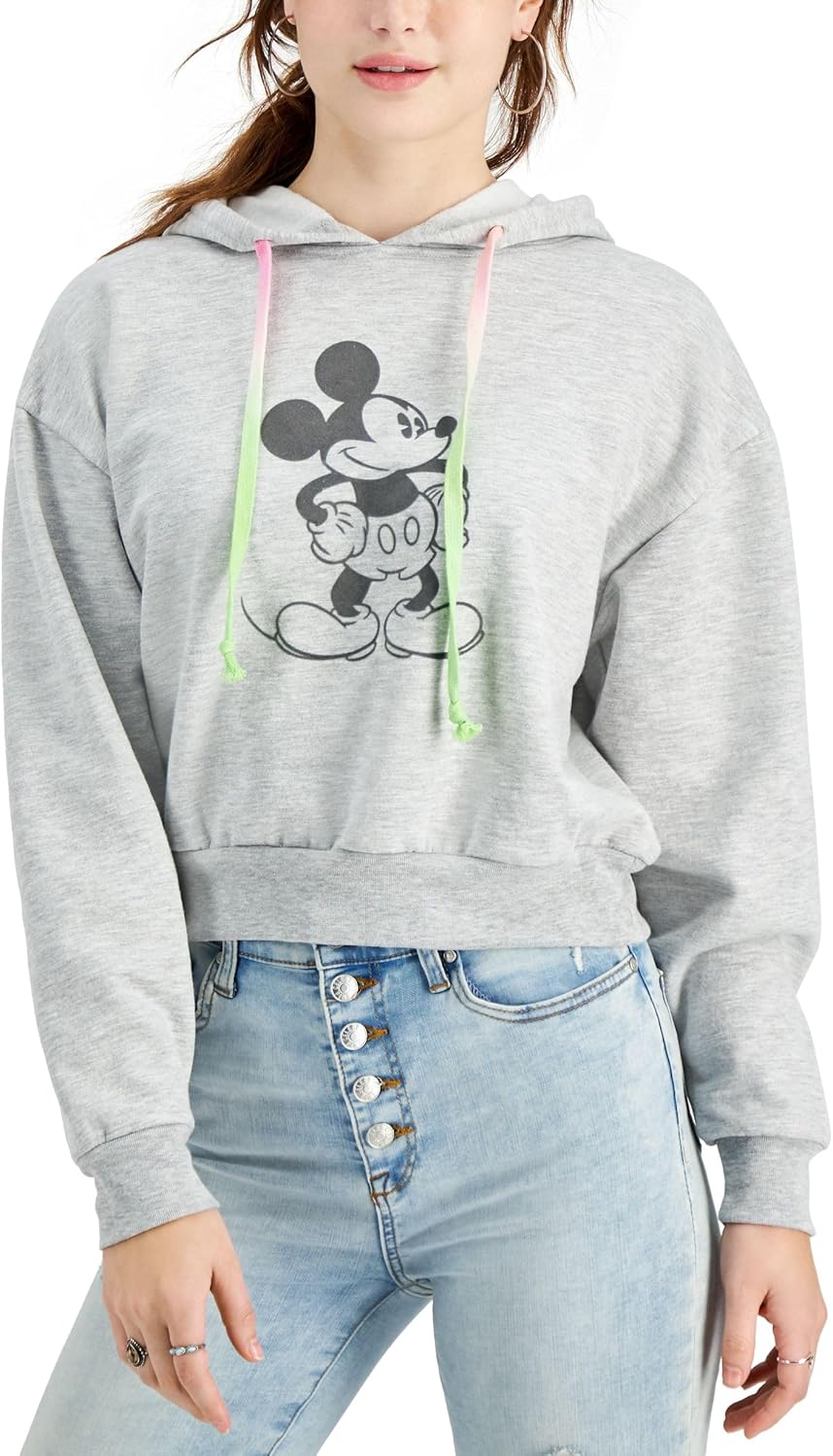 Disney womens Mickey Mouse Dip Dye Drawstring Juniors Pullover Hoodie