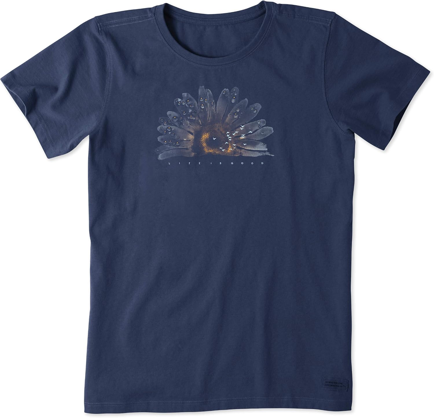 Life is Good Women's Crusher Graphic T-Shirt Watercolor Daisy Birds