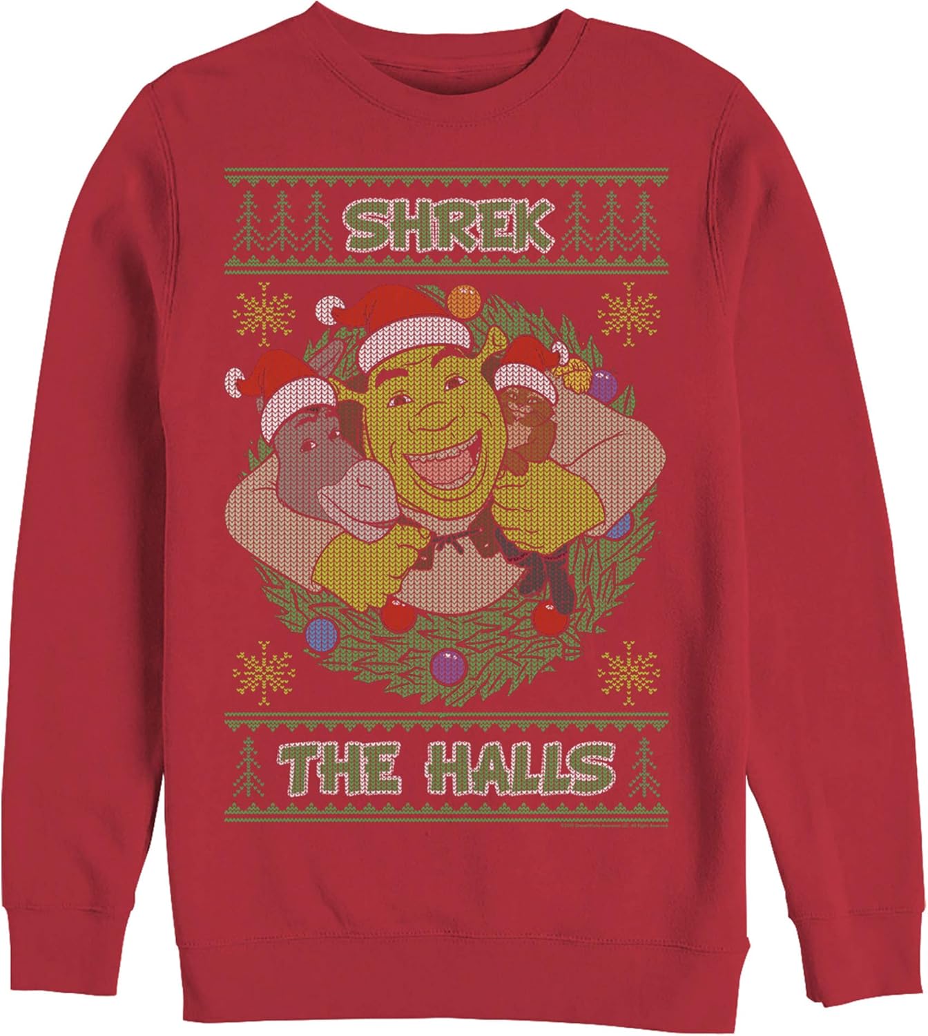 Fifth Sun Shrek Ugly The Halls Mens Pullover Crew Fleece