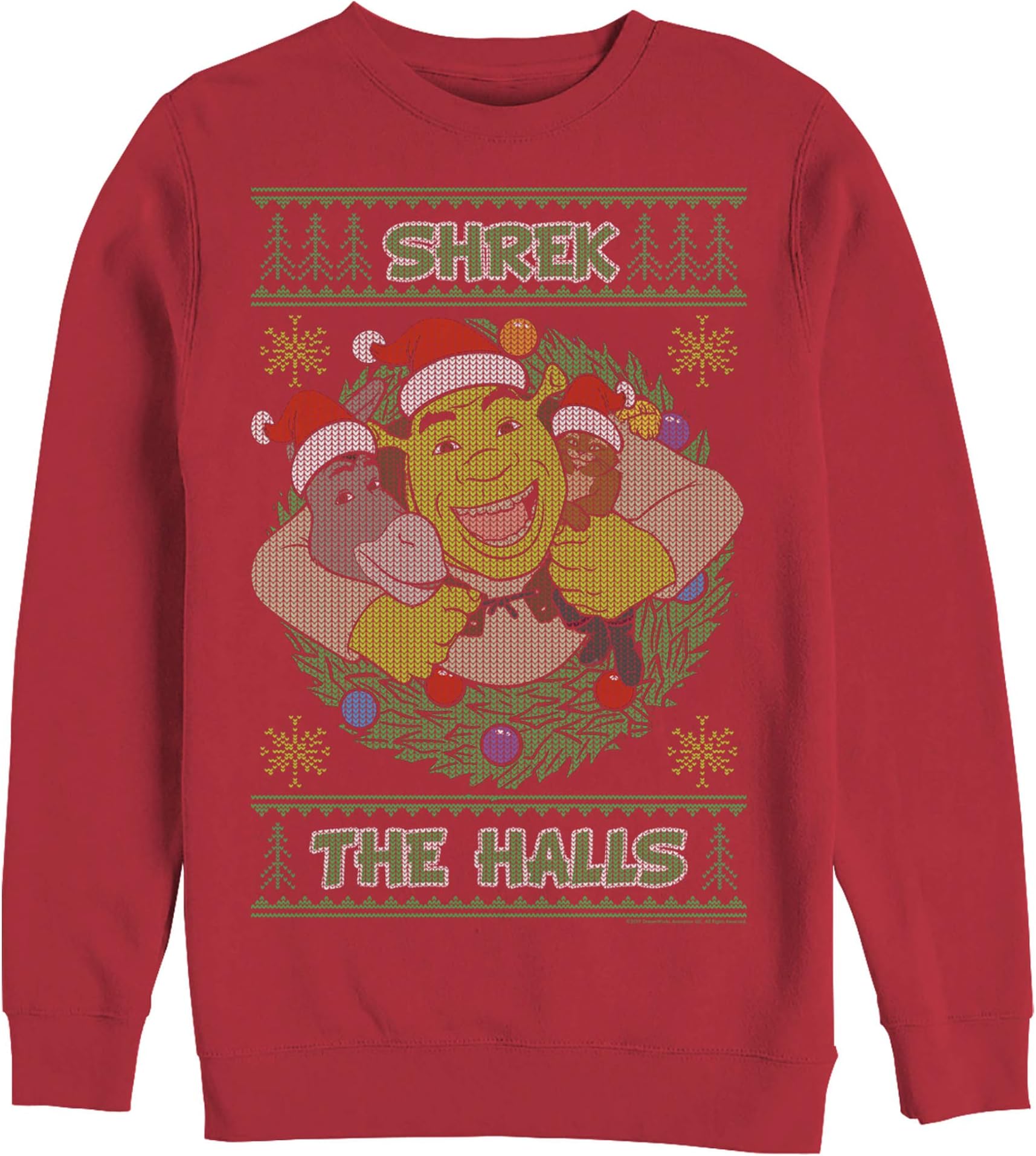 Fifth Sun Shrek Ugly The Halls Mens Pullover Crew Fleece